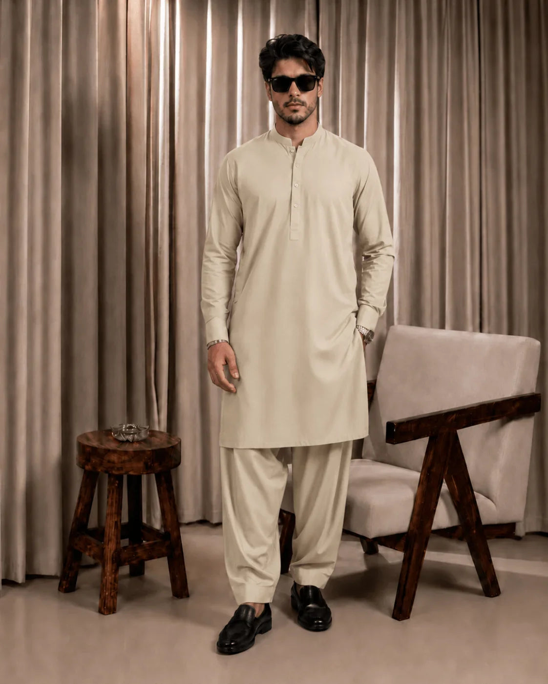 Light Skin Boski Unstitched Suit